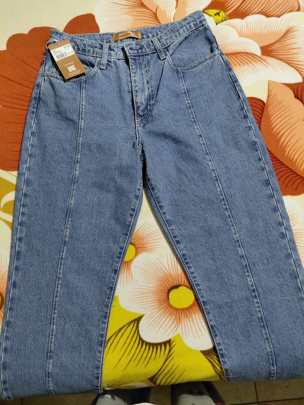 Bianca Spender Straight-Leg Jeans in Light Blue Denim